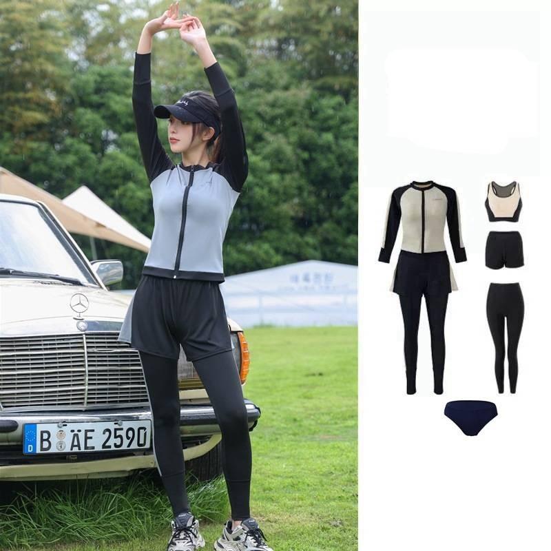 Two Women Piece Wetsuit Set Long Sleeve Long Pants Surfing Dive Swimming Garment