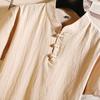 Men‘s Cotton Linen Set Color Short-Sleeved T-Shirt Large Size Casual Set