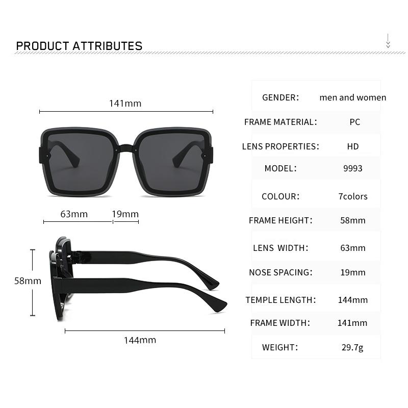 Vintage Big Frame Square Sunglasses Fashion High Quality Women Men Luxury Brand Sun Glasses Retro Gradient Lady Shades UV400