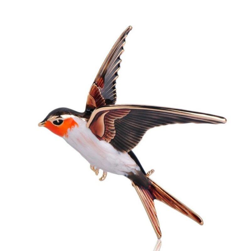 Swallow Brooch for Women. Accessory Imitation Enamel Brooch for Simple Sweater Pin, Elegant Design.