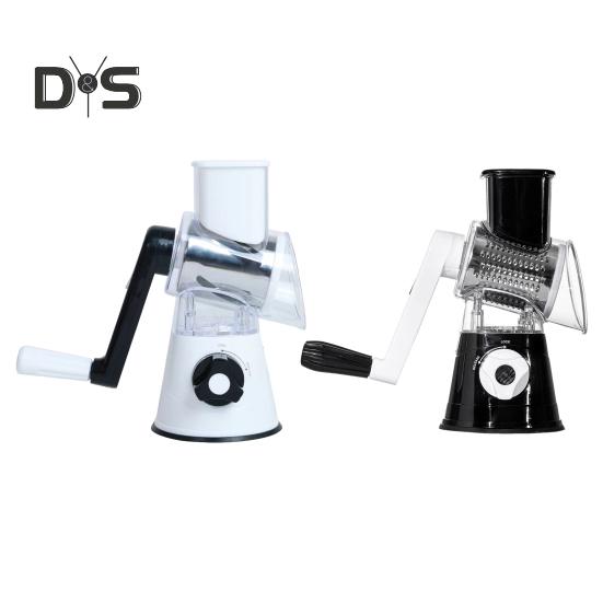 Roterende ostehøvel med utskiftbare rustfrie blader 3-i-1 ostekutter og -strimler Håndsveiv kjøkkenredskap for rask hakking