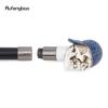 Blue Hat Resin White Skull Head Walking Cane Fashion Decorative Steel Stick Gentleman Elegant Cosplay Cane Knob Crosier 94cm
