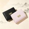 Korean Style Mini Compact Women's Tri-Fold Wallet with Bow Accent