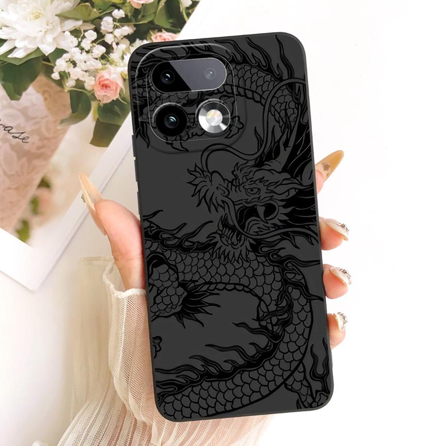 Cute Cartoon Black Cat Dragon Soft Silicone Case For Realme 16 Pro Pro+ Realme16 Back Cover Shockproof Shell Anti-scratch Bumper