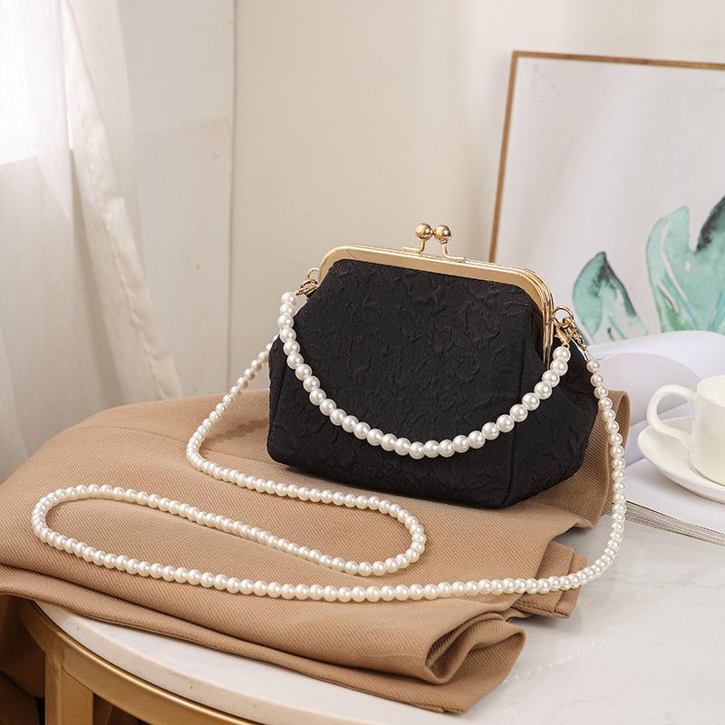 Bag Women's Pleated Shell Bag New Women's Bag Crossbody Bag Mobile Phone Bag Beaded Handbag Mini Gold Bag