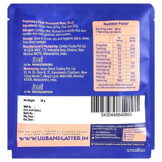 Urban Platter Roasted Salted Pecan, 30 G (On The Go Snack | Travel Pack | Seasoned with Pink Salt)