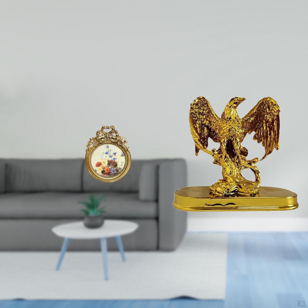 Antique Photo Frame Vintage Animal Sculpture Round Ornate European Resin Statue Home Decor for