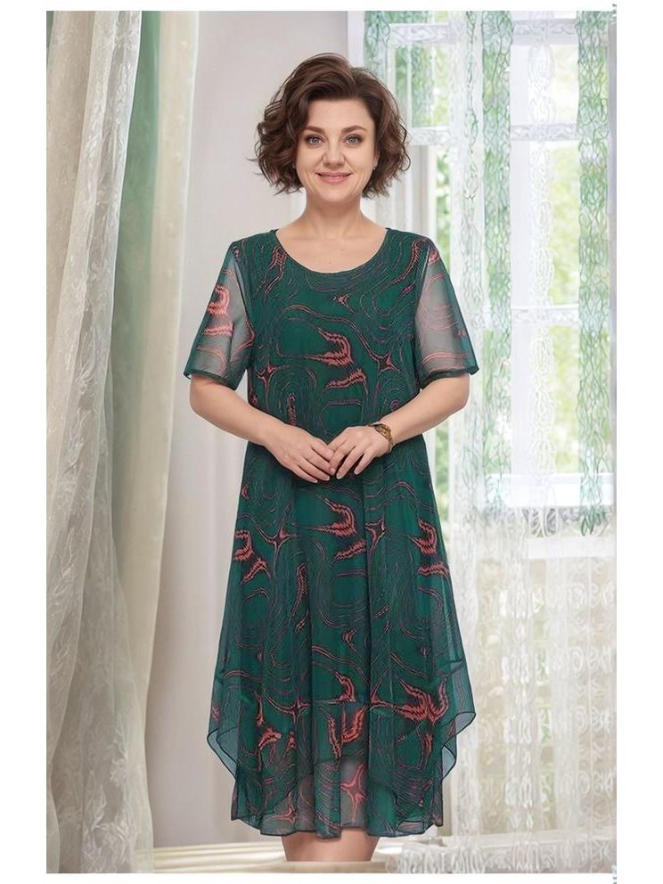 European & American Plus Size Women's Dress with Print - 2025 Collection