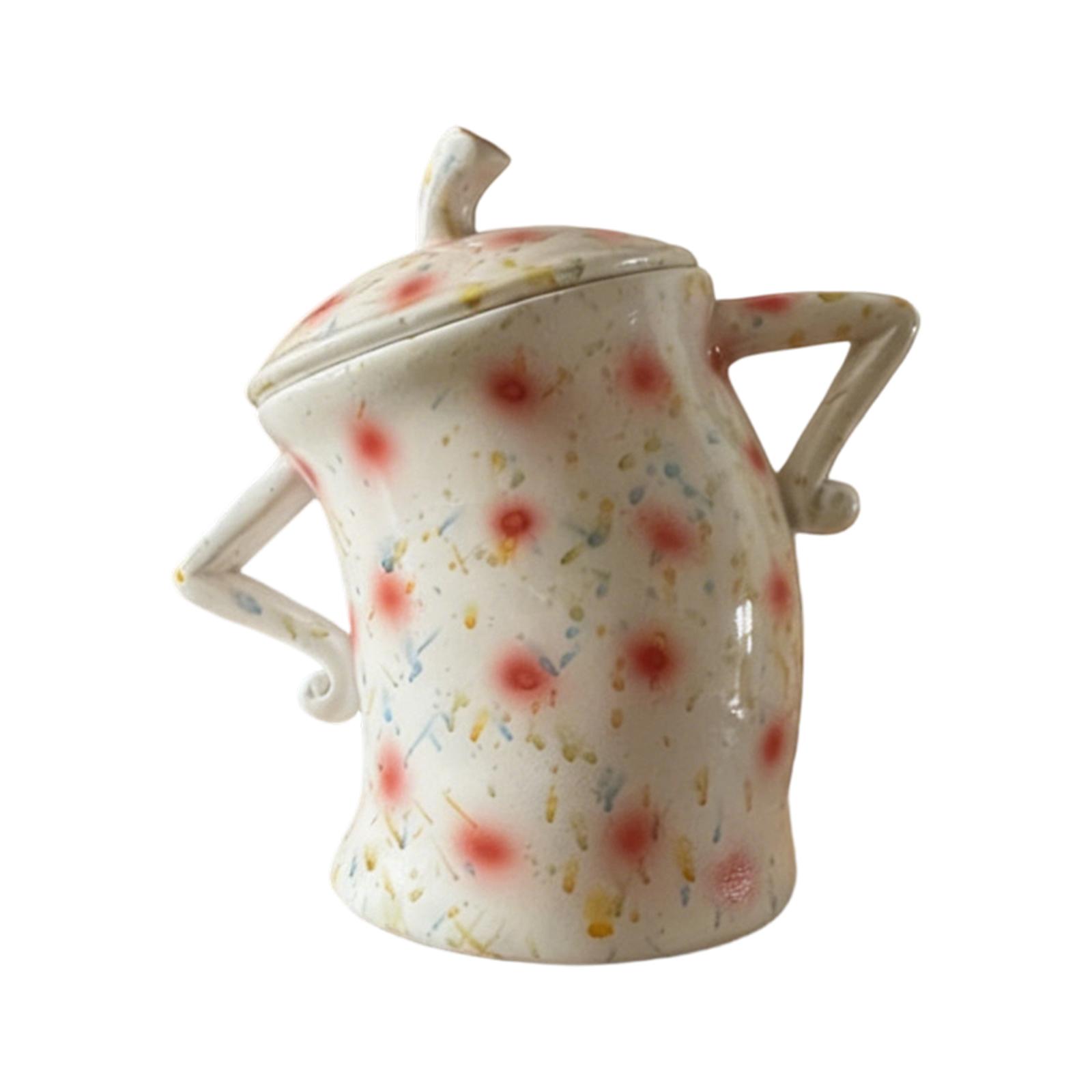 

Resin Mug Ornament Hand Painted Splashing Ink Cup Decoration Holiday Gift One Size білий
