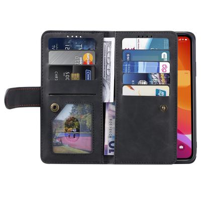 Para Motorola Edge 50 Pro 5G Funda 9 Ranuras para Tarjetas Billetera de Cuero Cubierta para Teléfono con Bolsillo con Cremallera