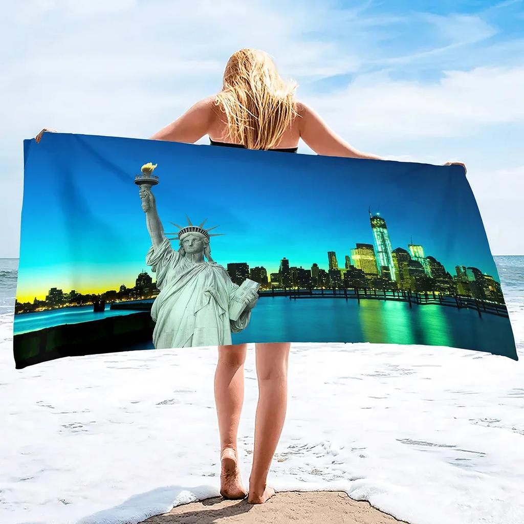 Beach Towel Statue of Liberty Microfiber Beach Towels Quick Dry Towel Sand Proof Super Absorbent Beach Towels Independence Day