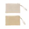 Women Bohemian Style Beach Summer Woven Clutch Wristlet Bag Solid Color Purse