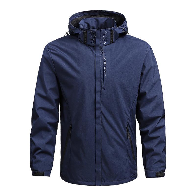 Men's Waterproof Windproof Jacket with Hood Lightweight Outdoor Raincoat for Hiking Climbing