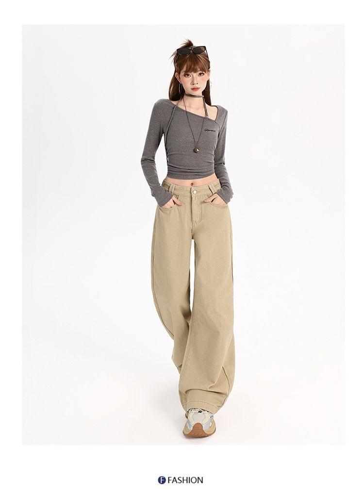 Ge Di Jie Mei De La Ka Qi Color Loose Hanging Wide Leg Jeans Women's New Style