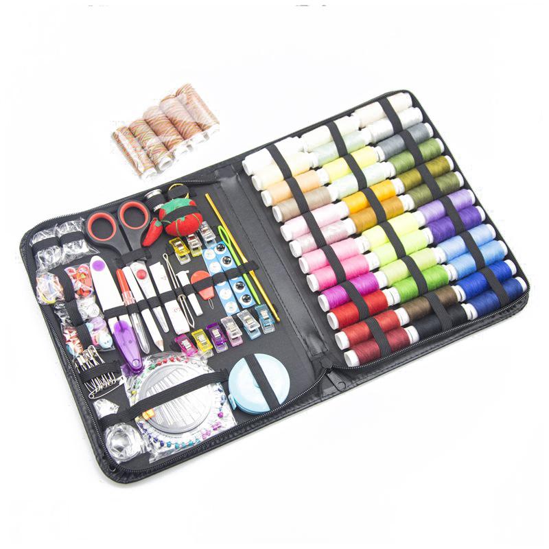 Kompletní šicí sada s nitěmi, jehlami, nůžkami, metrem, knoflíky, přenosná cestovní sada pro DIY, vyšívání, ruční práce, šicí nástroje