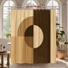 Modern Geometric Shower Curtain Abstract Circle Design In Warm Beige And Brown Easy To Install Waterproof Fabric Non-Toxic