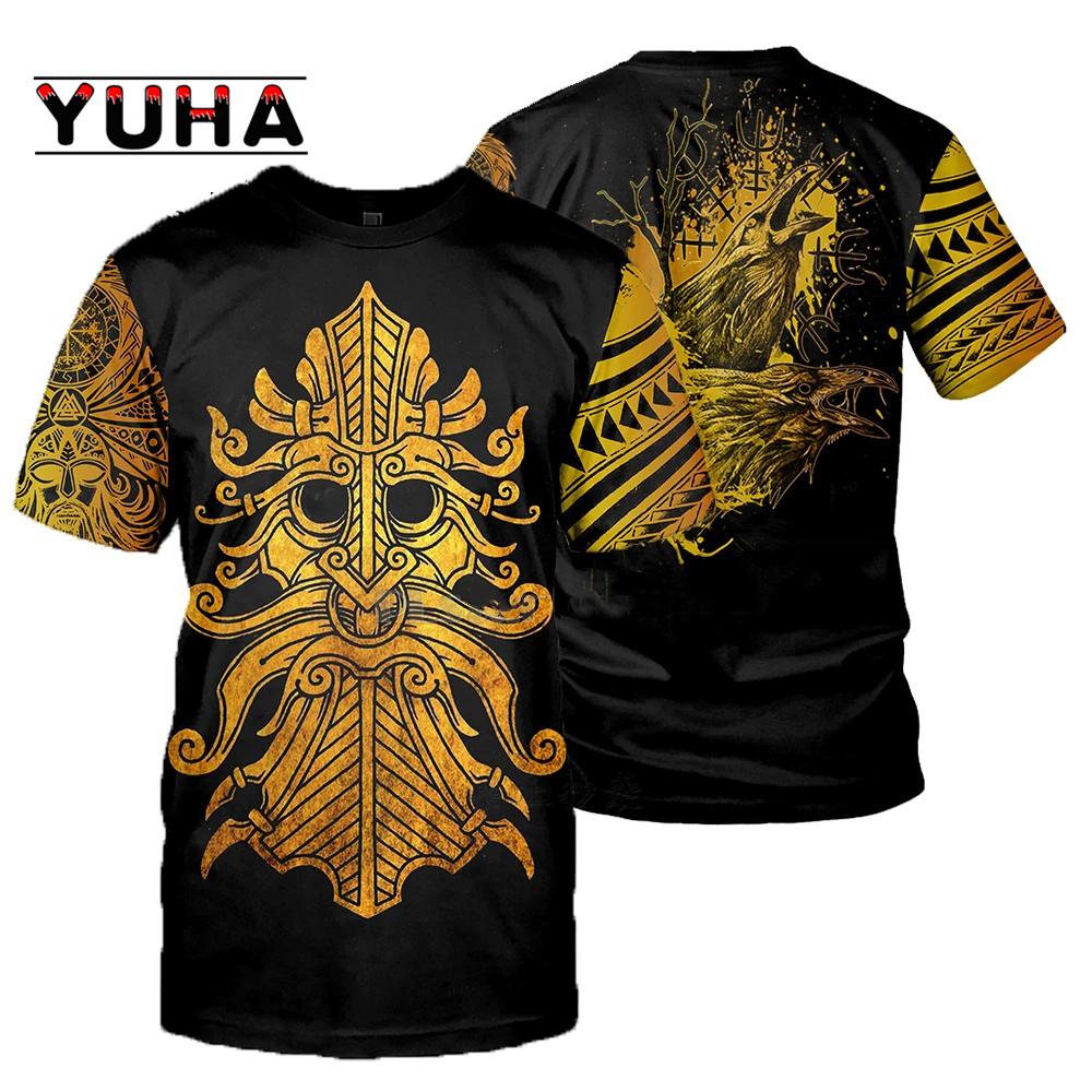 New Fashion Men Hoodies 3D Printed Viking Tattoo T Shirt Tees Shorts Sleeve Apparel Unisex Norse Cosplay Streetwear