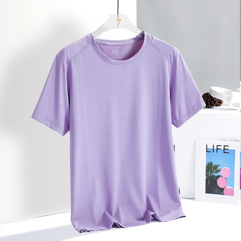 

Мужская летняя футболка с принтом из ледяного шелка: Дышащий, Быстросохнущий, Повседневный топ с коротким рукавом для бега и фитнеса L