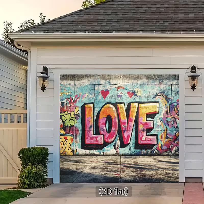 2D Valentine's Day Backdrop, Graffiti LOVE Wall Urban Photo Decor