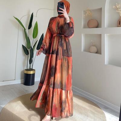 2024 Autumn Women's Fashion Chiffon Print Long Dress