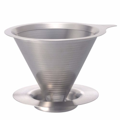 HARIO Double Mesh Metal Dripper, 1-4 Cups, Hairline Silver, Stainless Steel, DMD-02-HSV