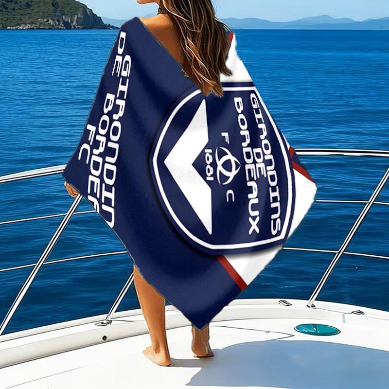 Giron-de Football Crest Printed Beach Towel, Super Soft Microfiber, Perfect Gift Birthday, for Pool, Beach, Travel, for Family and Friends