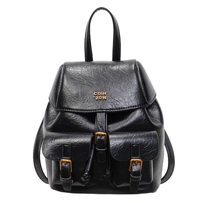 

Высококачественный нишевый кожаный мини-рюкзак для женщин, новая мода Осень-Зима, легкий рюкзак для поездок на работу и путешествий чёрный