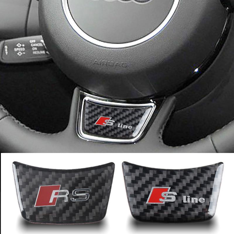 3D černý znak RS S Line z uhlíkových vláken Samolepka na volant auta Pro gwjd8 A1 A3 A4 A5 A6 A7 S3 S4 S5 S6 Příslušenství