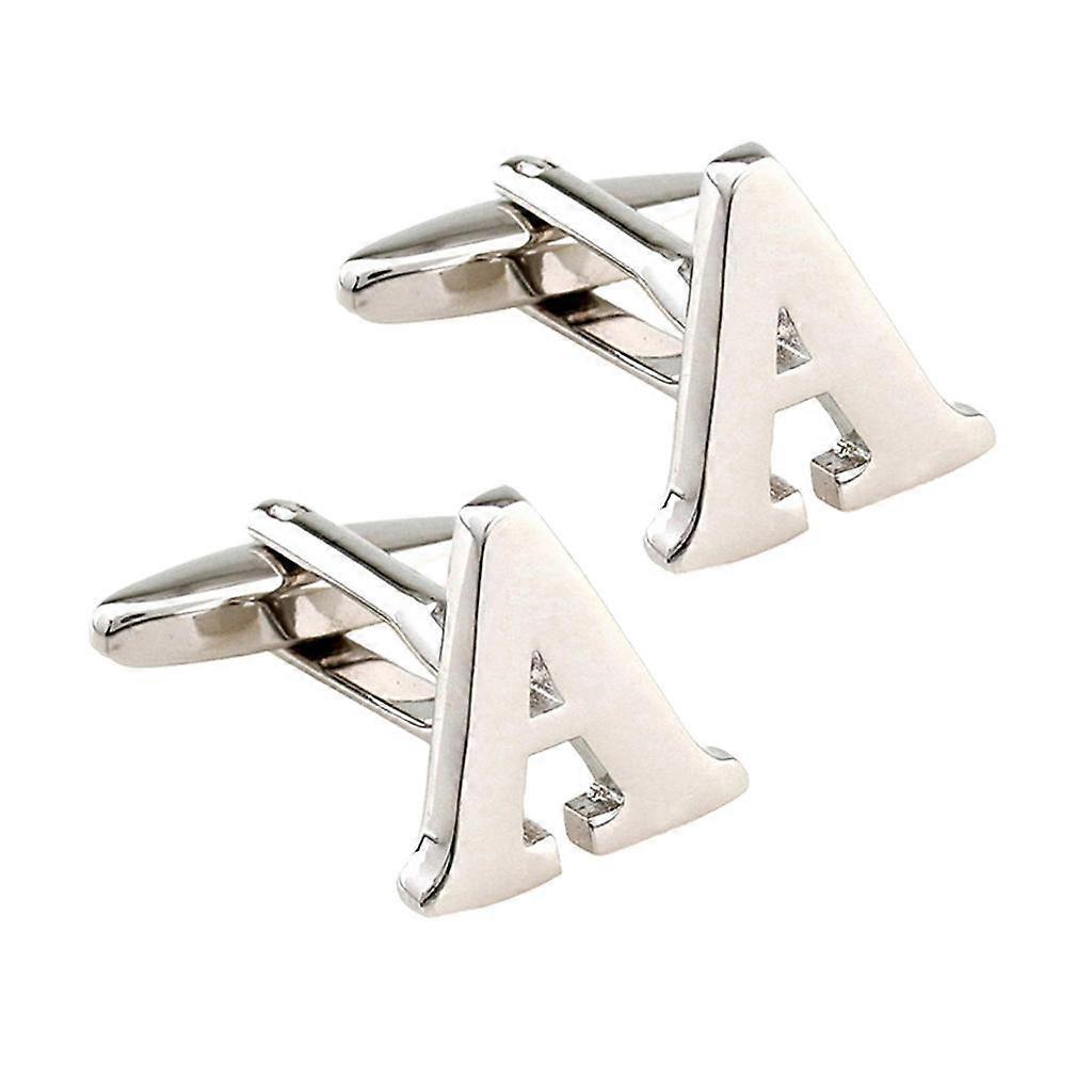 Mens Brass Initial Cufflinks Letter Buness Shirt Cuff Links Wedding Gift A