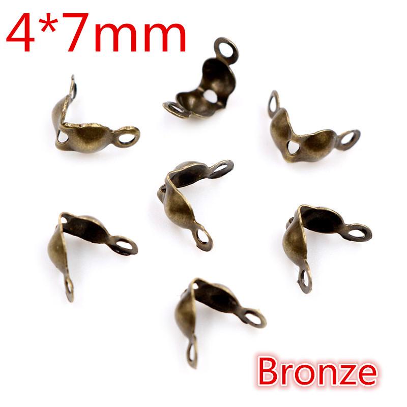 200pcs Connector Clasp Fitting 4*7mm Ball Chain Calotte End Crimps Beads Connector Components For DIY Jewelry Making Supplies