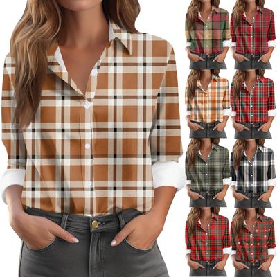 Women's Shirt Blouse Print Button Long Sleeve Casual Basic Shirt Collar Regular Top
