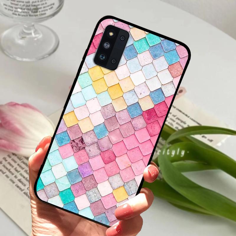 Silikonowe Etui Na Samsung F52 5G Urocze Zwierzątko TPU Czarna Pokrowiec Na Telefon Na Samsung Galaxy A52 4G 5G M52 Geometryczne Fundas Zderzak