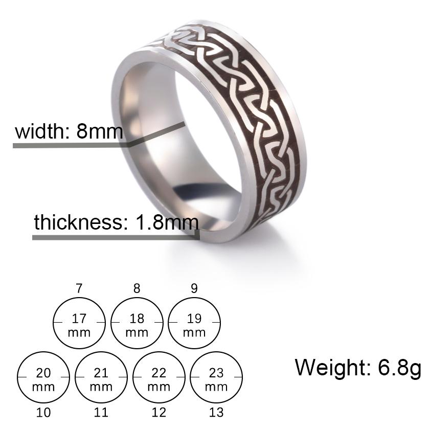 Old Style Retro Viking Rings Vintage Black Norse Runes Jewelry Celtics Knot Ring for Women Men Unique Gift