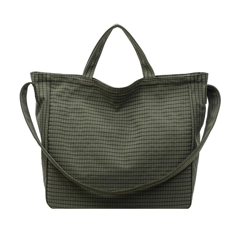 

2025 new fashion Korean version bag women s large-capacity plaid tide shoulder bag to work commuter tote bag messenger bag зелёный
