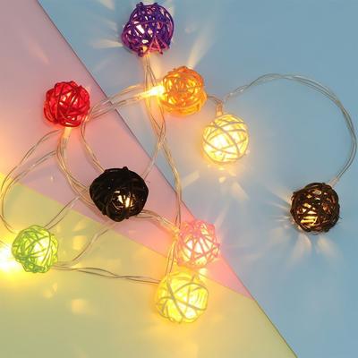 10PCS Multicolor Artificial Rattan Ball Heart Moon Fish DIY Accessories Christmas Balls Ball Star Xmas Tree Ornament Photo Props