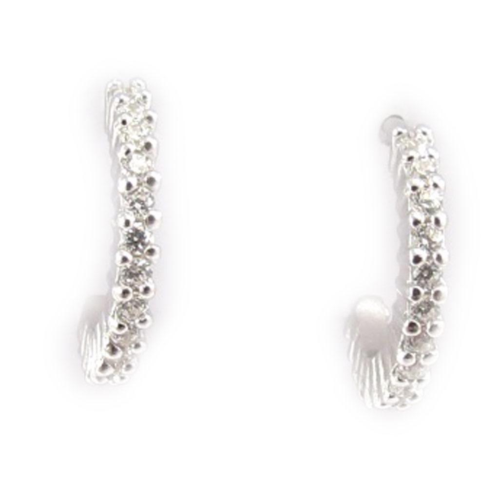 Les Trésors De Lily [J9584] - Silver Half Hoop Earrings 'Déesse' Silver White (rhodium-plated) - 12 Mm 1. 5 Mm