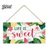 Wooden Door Plaque Summer Hanging Sign, Beach Theme Welcome Sign Front Decor with Decorative Rope, Colorful Hanger for Seasonal Farmhouse House