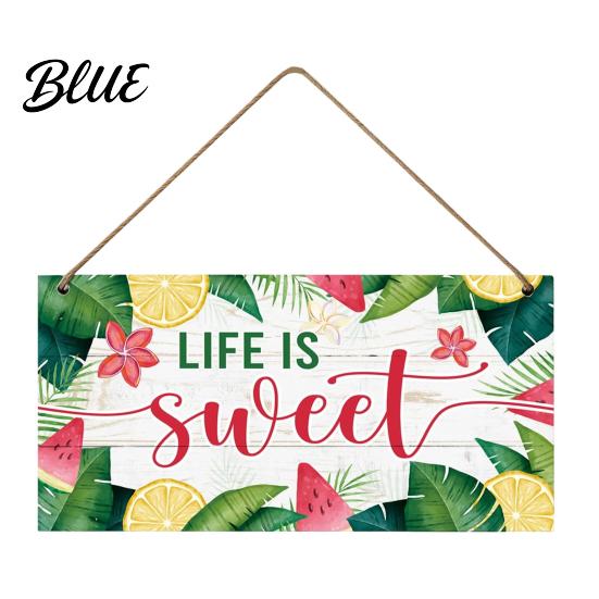 Wooden Door Plaque Summer Hanging Sign, Beach Theme Welcome Sign Front Decor with Decorative Rope, Colorful Hanger for Seasonal Farmhouse House