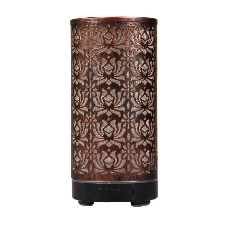Aroma Diffuser Scent Ultrasonic Air Humidifier Iron Art Hollow Lotus Flower Pattern 2025 New Home Decorations with LED Lights