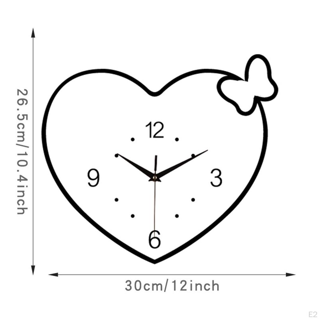 Creative Acrylic Heart Shape Wall Clock Silent Easy to Read Decorative Round Art for Study Room