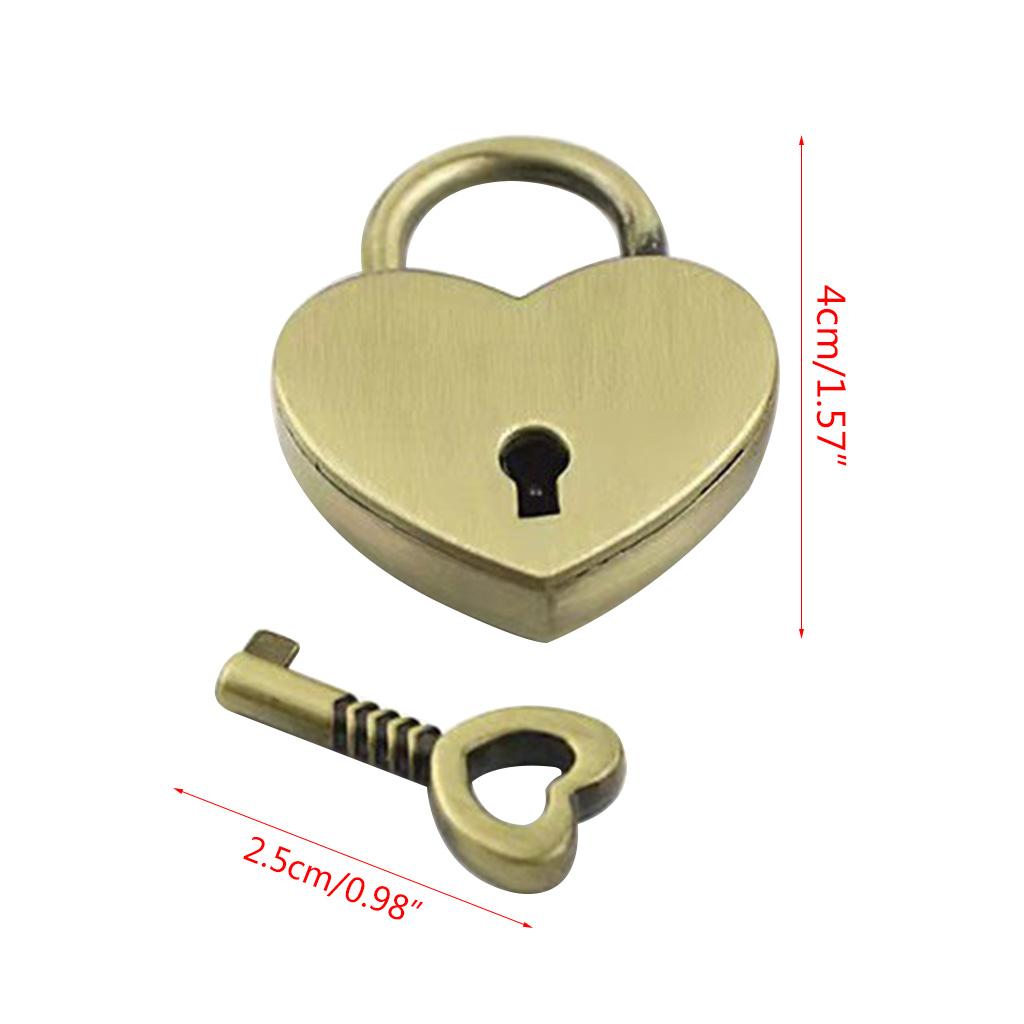 Metalen Wensslot Mini Hart Vintage Hangsloten Met Sleutel Sieradendoos Decoratief Hangslot voor Geliefden, Meisjes, Studenten