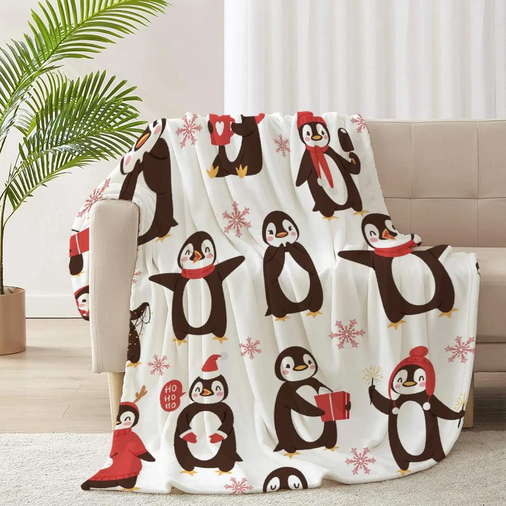 Penguin Flannel Throw Blankets Soft Lightweight Cozy Warm Gifts for Kids Boys Womens Girls Adults All Seasons Couch Bed Chair