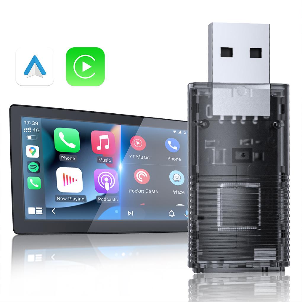 2024 Mini Wireless CarPlay Adapter Car Play Dongle Transparent Shell Fast Connect Plug and Play for OEM Wired CarPlay Car