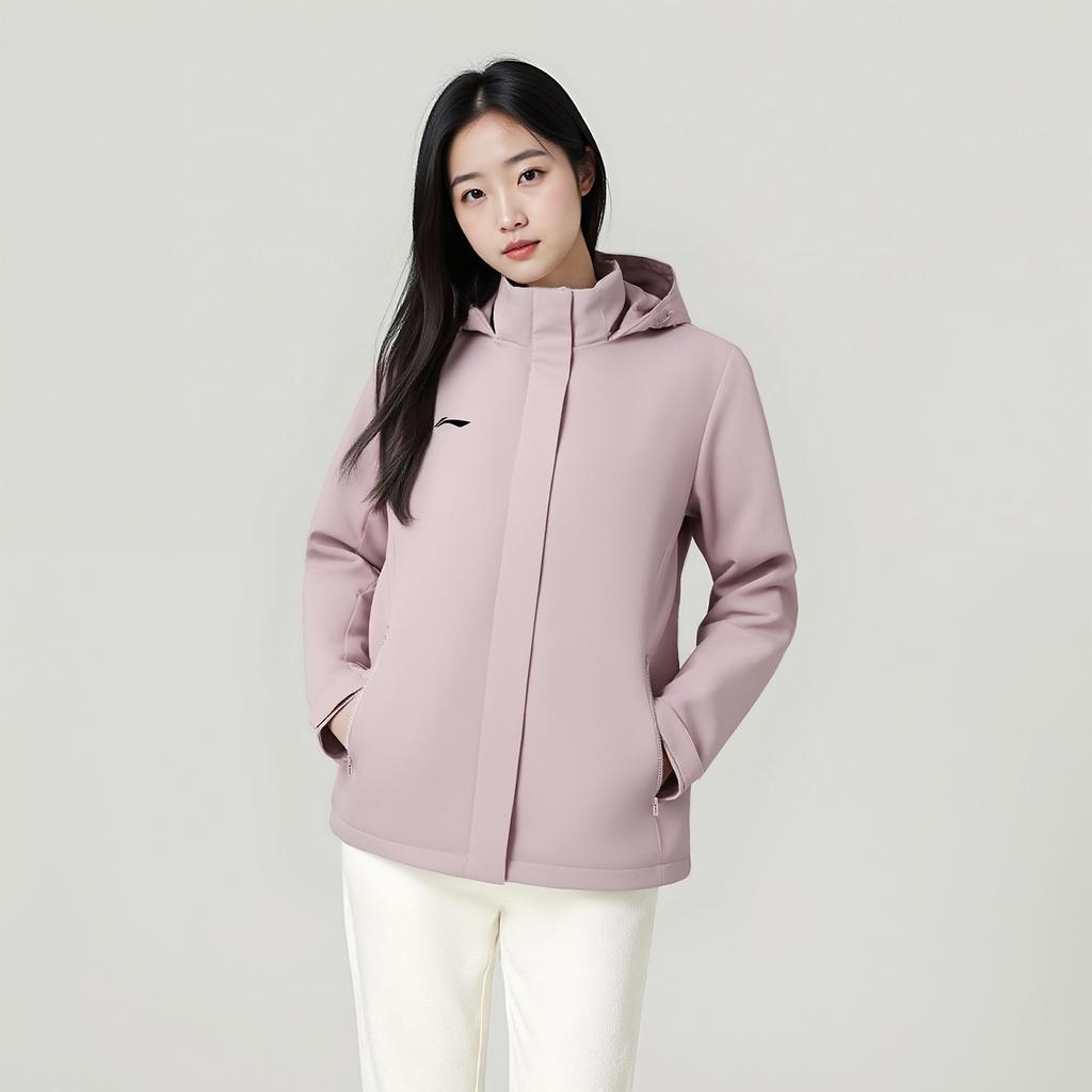 Li-Ning Minimalist Logo Loose Windproof Waterproof Sports Casual Hooded Windbreaker Women Outerwear AFDVJ58-2