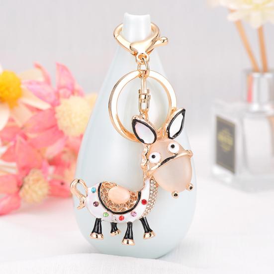 Keychain Sparkling Rhinestones Inlaid Donkey Design Keychain Pendant Enamel Oil Drip Process Smooth Edges Spring Buckle Key Holder Backpacks Accessory