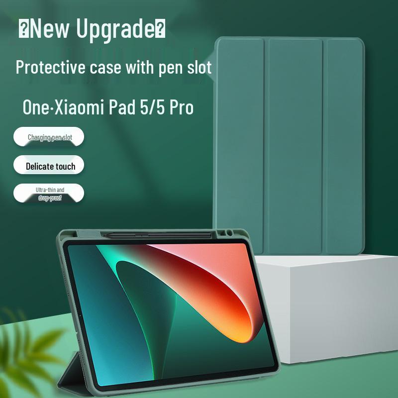 Xiaomi 5/5 Pro Tablet Case: Tri-fold Soft Cover with Charging Pen Slot & Stand