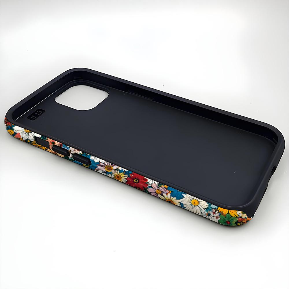 Retro oil painting flower mobile phone case iPhone16 anti-drop two-in-one film Apple mobile phone case 17promax
