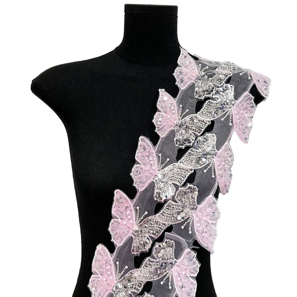 Mesh Bead Embroidery Bead Sequin Butterfly Lace Lace Children'S Clothing Lolita Hair Accessories Cloth Sticker Clothing Decoration