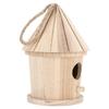 Wooden Bird House DIY Natural Wooden Round Shaped Hanging Bird Nest for Outdoor Garden