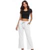 Pantaloni Larghi Casual da Donna in Lino con Design Liscio e Versatile Stile Estivo